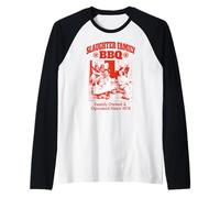 The Texas Chainsaw Massacre Front Back Slaughter Family BBQ Camiseta Manga Raglan
