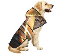 The Thinking Cat - Chubasquero impermeable para perros pequeños, medianos y grandes, con rayas reflectantes y correa ajustable para el vientre