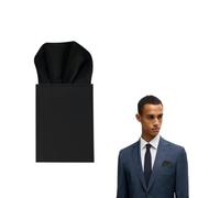The Tie Co™ Pañuelo de bolsillo preplegado - Pañuelo redondo liso satinado liso para chaquetas de traje, bodas y ropa formal, Negro, Taille unique