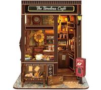 The Timeless Cafe Book Nook - Casa de muñecas en miniatura vintage con iluminación LED, rompecabezas 3D para decoración de estantería para adultos, regalos de cafetería para amantes de los libros