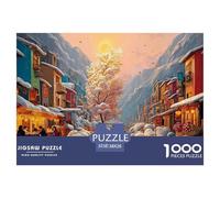 The Town of Snow Mountain 1000 Piezas Cartón Rompecabezas Magical Valley Town Imágenes Vibrantes Juego Familiar Puzzle para Niños Pequeños 38x26cm/1000pcs