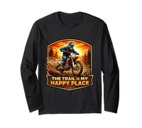 The Trail Is My Happy Place Motocross MX Rider Fun Manga Larga