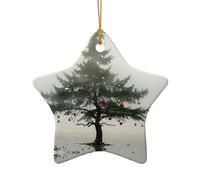 The Tree of Fantasy1 - Abalorio de Navidad de cerámica de doble cara para manualidades, adorno decorativo de Navidad con cordón dorado