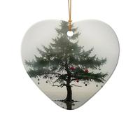The Tree of Fantasy1 - Abalorio de Navidad de cerámica de doble cara para manualidades, adorno decorativo de Navidad con cordón dorado