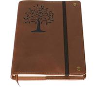 The Tree Of Life - Diario de escritura de piel auténtica recargable, correa elástica en blanco, 200 páginas con líneas, 15 x 21,6 cm para viajes, personal, poesía, color marrón