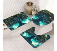 The Tree Of Life Has Celestial And Natural Scenes - Juego de alfombras de baño de 3 piezas, tapetes de baño de espuma viscoelástica suave y absorbente y tapete de inodoro en forma de U, decoración del