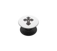 The Tribal Rosario Silver Cross PopSockets PopGrip Adhesivo