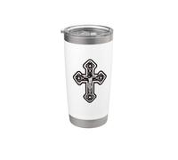 The Tribal Rosario Silver Cross Vaso térmico de acero inoxidable de doble pared