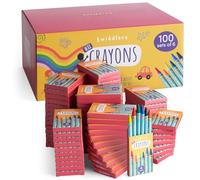 THE TWIDDLERS 100 Cajas de Crayones de Cera, 600 Total, 6 colores por Caja - Crayón de Cera para los Niños, Perfecto para Aulas, Relleno de Bolsas de Fiesta, Artes y Manualidades, Restaurantes