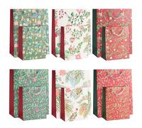 THE TWIDDLERS - 12 bolsas de regalo navideñas con asas resistentes en tamaños surtidos y diseños florales navideños, bolsa de regalo floral navideña - 32cm x 26cm y 24cm x 18cm