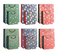 THE TWIDDLERS - 12 Bolsas de Regalo para Navidad con Asas Robustas en Tamaños Surtidos y Diseños Navideños Festivos, Bolsa de Regalo Navideño Festivo - 32cm x 26cm & 24 cm x 18 cm