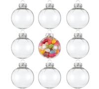 THE TWIDDLERS - 15 Bolas para Árbol de Navidad Transparentes para Llenar, Plástico Reutilizable y Resistente,Adornos de Bolas de Árbol de Navidad