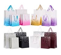 THE TWIDDLERS 16 Bolsas de Colores con Asas de Cinta para Navidad, Regalos de Cumpleaños, Todas las Ocasiones - Colores Surtidos, 2 Tamaños, 8 Cada uno 18cm x 23cm, 32cm x 26cm