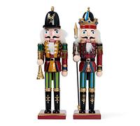 THE TWIDDLERS 2 Figuras Grandes de Madera de Cascanueces de Navidad, 30 cm, decoración clásica de Navidad