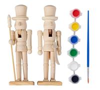 THE TWIDDLERS 2 Pinta Tu Propio Cascanueces, Decoraciones Navideñas de Madera para Bricolaje y Manualidades (18 cm)