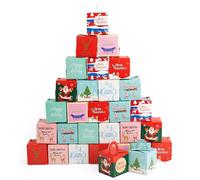 THE TWIDDLERS 30 Cajas de Regalo de Carton Navideño con Asas, Bolsas de Regalo de Papel Navidad, 9.5cm| Ecológico, Cartón Premium, Resistente| Pasteles Chuches Chocolates Fiesta de Navidad Niños