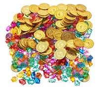 THE TWIDDLERS 300 Juguetes del Tesoro Pirata para Niños - 150 Gemas y 150 Monedas de Oro | Rellenos de Piñata, Fiesta de Cumpleaños