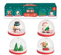 THE TWIDDLERS - 4 Mini Globos de Nieve Navideños, 5cm - Surtido de Diseños Navideños Festivos para Rellenar Bolsas de Regalos de Fiesta Adornos y Decoraciones