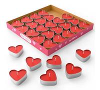 THE TWIDDLERS 50 Velas Rojas en Forma de Corazón para San Valentín, Velas Pequeñas de 4 cm Ideales como Decoración Romántica y Centro de Mesa para Cenas y Bodas