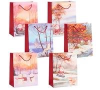 THE TWIDDLERS - 6 bolsas de regalo para Navidad con asas - Diseños surtidos, 1 de cada, multi-pack de coloridas bolsas de regalo con motivos de acuarela - 24cm x 18cm