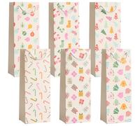 THE TWIDDLERS - 6 Bolsas Navideñas para Vino con Asas de Cuerda Resistentes en Distintos Diseños Navideños Festivos, Bolsa de Regalo para Botellas, 1 de Cada Diseño, Bolsa Navideña - 35cm x 13cm