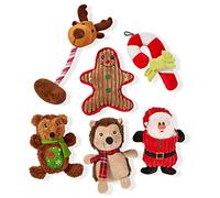 THE TWIDDLERS - 6 Juguetes de Peluche Navideños, Juguetes Chirriante y Mastican para Perros, Juguetes Interactivos para Cachorros, Perros Pequeños, Resistente, Lavable, Navideños Regalo para Mascotas