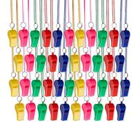 THE TWIDDLERS 60 Silbatos de Neón de Plástico con Cordones| Colores Vibrantes, Sonido Fuerte, Resistente| Fiesta de Cumpleaños, Calcetines Navidad, Rellenos Bolsas Fiesta, Piñata, Regalos para Niños.