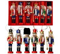 THE TWIDDLERS 6pcs Muñeco Tradicional Navideño Cascanueces de Madera - 6 Diseños Variados en Colores - Ideal para decoración de Navidad Fiestas