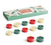 THE TWIDDLERS - Confezione da 12 Tealight Natalizi - 4 Rossi, 4 Verde Scuro, 4 Bianchi - Perfetti per Decorazioni Festive, Tavole di Natale e Centrotavola Festivi - Supporti Resistenti al Calore