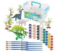 THE TWIDDLERS - Juego de 15 Piezas Pinte Su Kit de Dinosaurio -Juegos de Pintar 2 a 4 Años - Incluye 2 Pinceles más 6 Pinturas