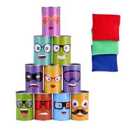THE TWIDDLERS Juego de Lanzamiento de Latas para Niños - 10 Latas y 3 Bolsas de Frijoles