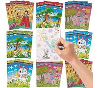THE TWIDDLERS - Pack de 24 Mini Libros Educativos para Colorear más Pegatinas, A6 - Fiesta de Cumpleaños para Niños y Regalos Comunion de 3 Años en Adelante, Compacto, Ligero y Portable