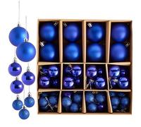THE TWIDDLERS - Paquete de 50 Bolas de Navidad Azules - Diferentes Tamaños y Acabados - 6cm, 4cm, 3cm - Mate, Brillante y con Purpurina para Decoración del Árbol de Navidad