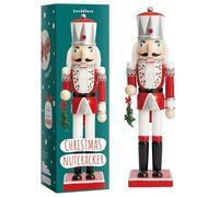 THE TWIDDLERS - Soldado Cascanueces de Navidad de Madera, 30cm en Colores Festivos Rojo, Plata y Blanco - Adorno Tradicional Clásico de Madera de Pino Hecho a Mano de Primera Calidad, Decoración