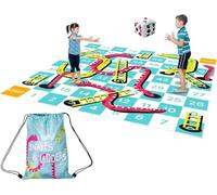 THE TWIDDLERS XXL Juego de Serpientes y Escaleras Gigante (3x3m) - Tapete de Jardín Impermeable con Dado Inflable y Bolsa para Niños y Adultos - Juegos de Exterior para Fiestas y Familia