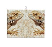 The Two Lizards are Symmetric on both sides Large Microfiber Dish Draining Mat Reusable Washable Dish Drainer Pad Rack Mat for Kitchen Accessory 18x24 Inch