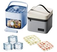 The Ultimate Garden Party Ice Maker,Double-Deck 48 Cubes 2 In 1 Portable Instant Ice Maker with Secure Sealing Lid Ice Tongs and Insulated Bag,for Freezer Drinks Parties Kitchen and Picnic (SET B)