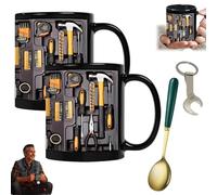 The Ultimate Mechanic's Toolbox Mug, 11oz Mechanic Tool Design Tea Drinkware, 11oz Ceramic Mechanic Toolbox Coffee Cup, Funny Tool Box Tea Mug for Men Dad Home Office (2pcs)