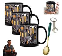 The Ultimate Mechanic's Toolbox Mug, 11oz Mechanic Tool Design Tea Drinkware, 11oz Ceramic Mechanic Toolbox Coffee Cup, Funny Tool Box Tea Mug for Men Dad Home Office (3pcs)
