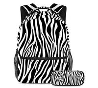 The Ultimate School Essentials, Juego de 2 mochilas escolares para niños, niñas y adolescentes, rayas de cebra, multicolor, B：29.4x20x40cm P：19x7.5x3.8cm, Mochilas de día