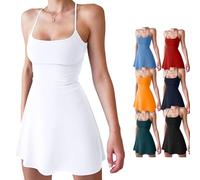 The Ultimate Tummy Control Backless Active Dress, Athletic Dresses for Women with Shorts, Made for Movement (White,M)