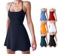 The Ultimate Tummy Control Backless Active Dress, Athletic Dresses for Women with Shorts, Made for Movement (Navy,M)