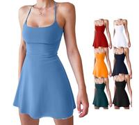 The Ultimate Tummy Control Backless Active Dress, Athletic Dresses for Women with Shorts, Made for Movement (Blue,M)