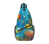 The Underwater World - Bolsa bandolera ligera con diseño de peces tropicales, bolsa cruzada, bolsa de hombro, mochila deportiva para mujeres y hombres, color negro, talla única, Como se muestra en la