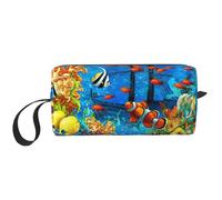 The Underwater World - Bolsa de maquillaje con estampado de peces tropicales, bolsa de cosméticos duradera, bolsa de viaje de maquillaje, regalos esenciales para mujeres y hombres, White, Talla única