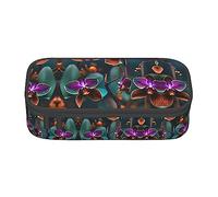 The Underwater World - Estuche para lápices con estampado de peces tropicales, tamaño mediano, con doble cremallera para el trabajo, bonito, Orquídea verde azulado y naranja, Talla única