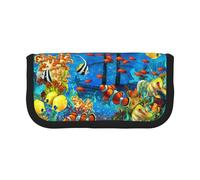 The Underwater World - Estuche pequeño para lápices, diseño de peces tropicales, estuche para lápices estético, bolsa de almacenamiento para bolígrafos, oficina, Black, Talla única, Organizador de