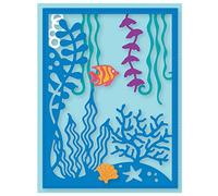 The Underwater World Fishes Troqueles de estrellas de mar de coral para hacer tarjetas,álbumes recortes,marco rectangular,troqueles de corte de metal para manualidades de papel,plantillas perforación