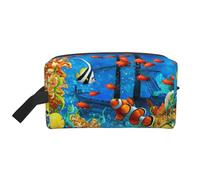 The Underwater World - Neceser de viaje con estampado de peces tropicales, bolsa de cosméticos de gran capacidad para mujeres y hombres, White, Talla única