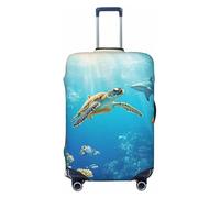 The Underwater World of Coral Reefs, Sharks and Parrot Fish Funda elástica para equipaje de viaje, protector de maleta, funda de equipaje impresa antiarañazos, Black, M
